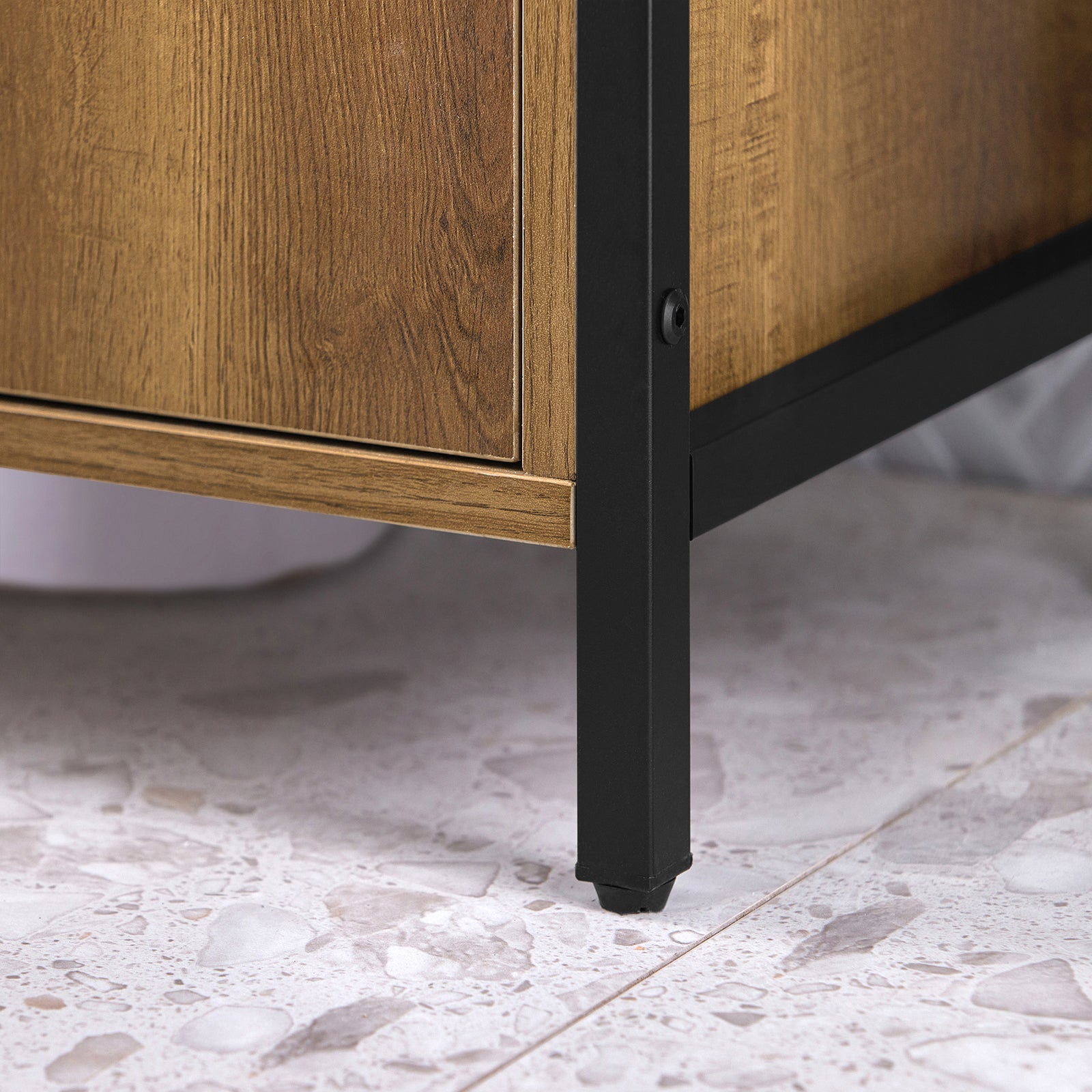 Mobiletto da Bagno Armadietto Sottolavabo da Bagno con 2 Ante a Terra in Legno BZR63-PF