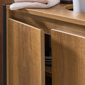 Mobiletto da Bagno Armadietto Sottolavabo da Bagno con 2 Ante a Terra in Legno BZR63-PF