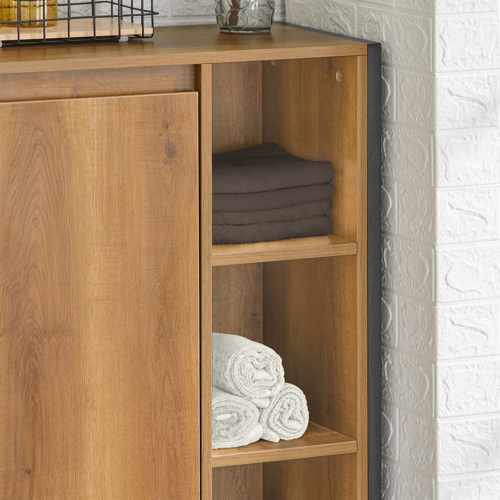 Mobile lavanderia con sacchi portabiancheria pieghevoli, Portabiancheria, Mobile bagno, Stile vintage, 60x30x90cm BZR65-PF SoBuy