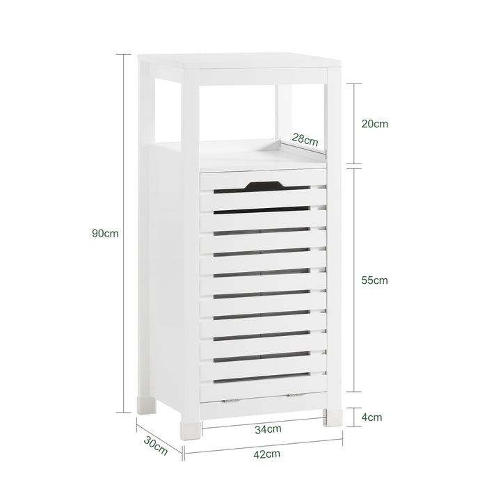 SoBuy Mobiletto portabiancheria per bagno Mobile porta biancheria con cesto Biancheria sporca Bianco 42x30x90cm BZR67-W