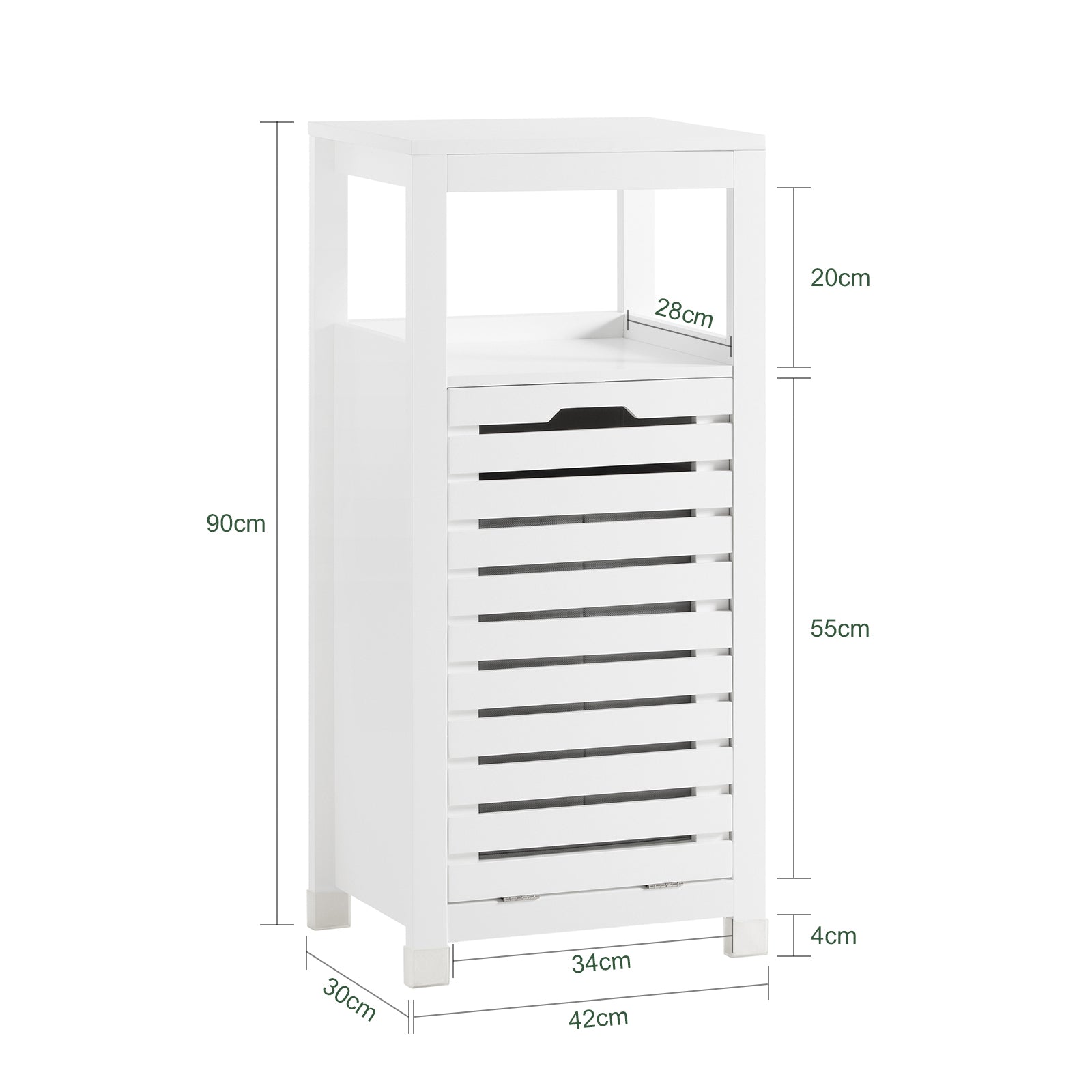 SoBuy Mobiletto portabiancheria per bagno Mobile porta biancheria con cesto Biancheria sporca Bianco 42x30x90cm BZR67-W
