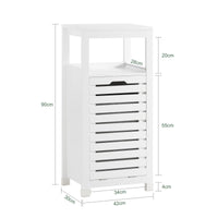 SoBuy Mobiletto portabiancheria per bagno Mobile porta biancheria con cesto Biancheria sporca Bianco 42x30x90cm BZR67-W