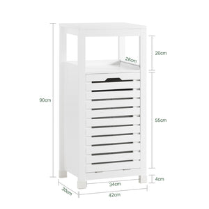 SoBuy Mobiletto portabiancheria per bagno Mobile porta biancheria con cesto Biancheria sporca Bianco 42x30x90cm BZR67-W