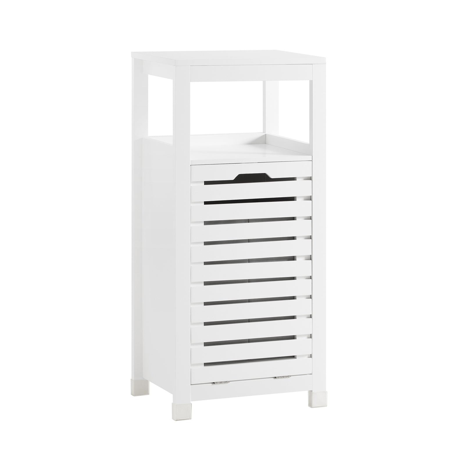 SoBuy Mobiletto portabiancheria per bagno Mobile porta biancheria con cesto Biancheria sporca Bianco 42x30x90cm BZR67-W