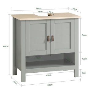SoBuy Mobile sottolavabo con anta scorrevole Mobile bagno Mobile lavabo Grigio chiaro 60x30x60cm BZR69-HG