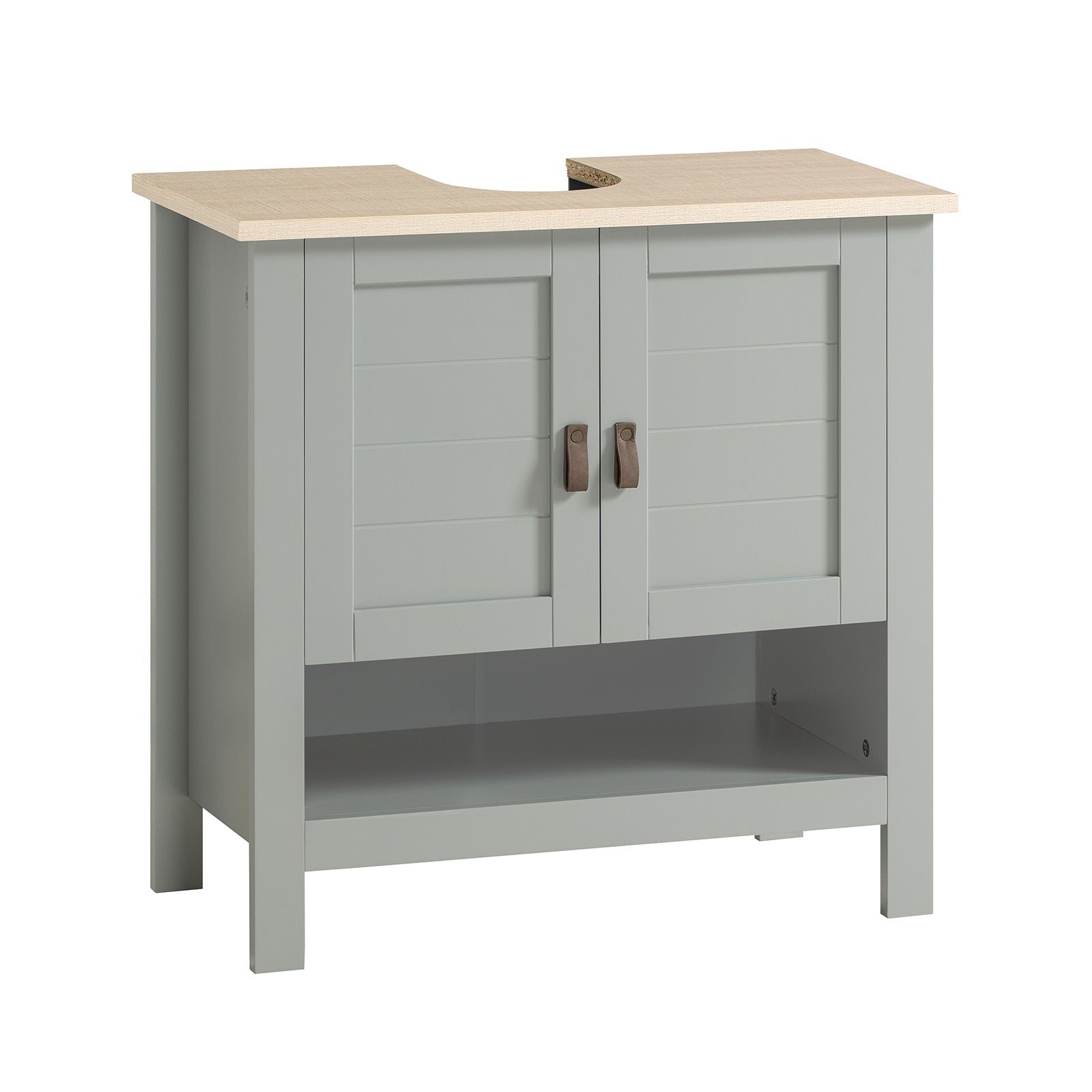 SoBuy Mobile sottolavabo con anta scorrevole Mobile bagno Mobile lavabo Grigio chiaro 60x30x60cm BZR69-HG