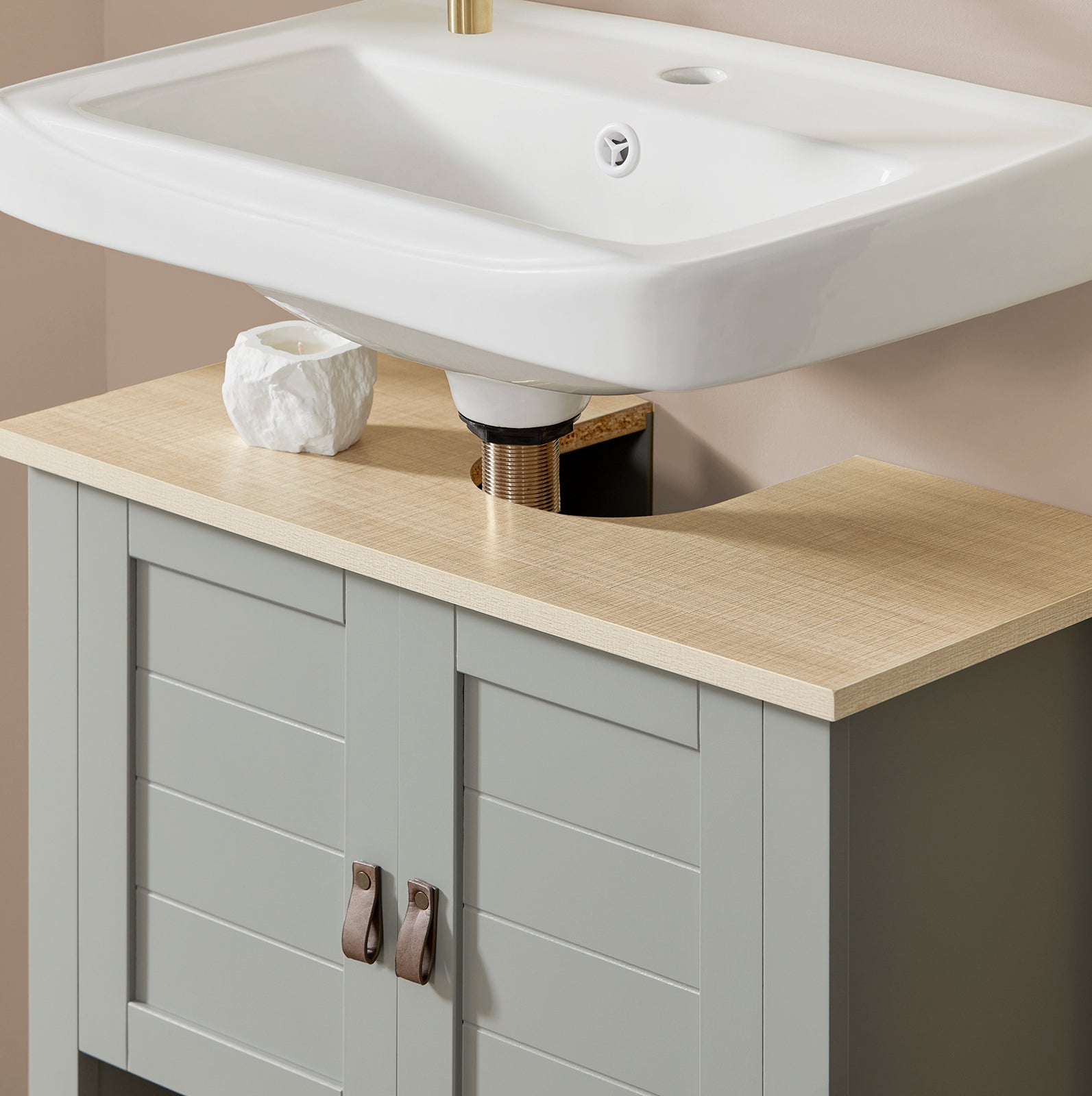 SoBuy Mobile sottolavabo con anta scorrevole Mobile bagno Mobile lavabo Grigio chiaro 60x30x60cm BZR69-HG