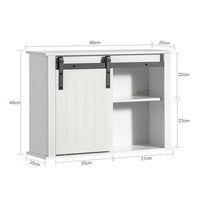 Armadietto pensile per bagno, Pensile con anta scorrevole, Mobiletto della cucina, Bianco, 68x20x48 cm, BZR71-W SoBuy