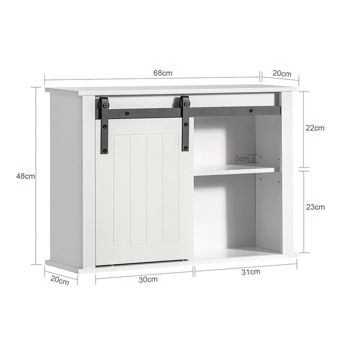 Armadietto pensile per bagno, Pensile con anta scorrevole, Mobiletto della cucina, Bianco, 68x20x48 cm, BZR71-W SoBuy