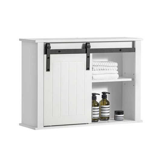 Armadietto pensile per bagno, Pensile con anta scorrevole, Mobiletto della cucina, Bianco, 68x20x48 cm, BZR71-W SoBuy