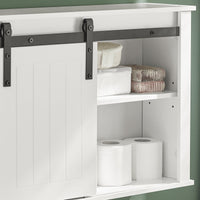 Armadietto pensile per bagno, Pensile con anta scorrevole, Mobiletto della cucina, Bianco, 68x20x48 cm, BZR71-W SoBuy
