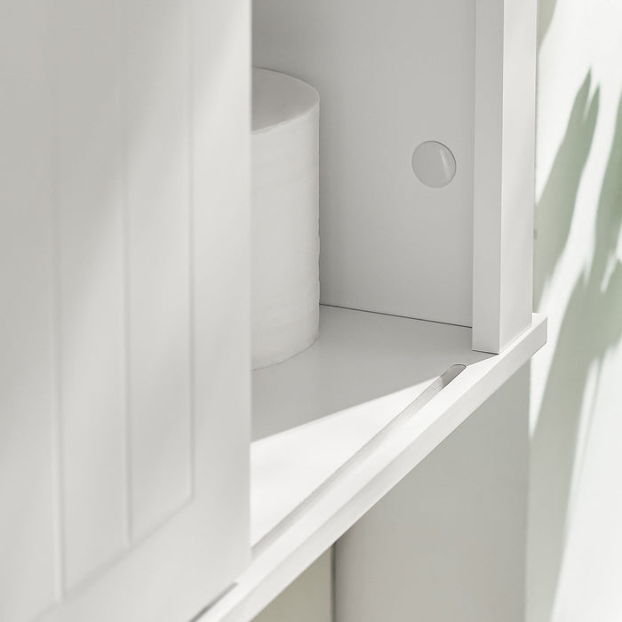 Armadietto pensile per bagno, Pensile con anta scorrevole, Mobiletto della cucina, Bianco, 68x20x48 cm, BZR71-W SoBuy