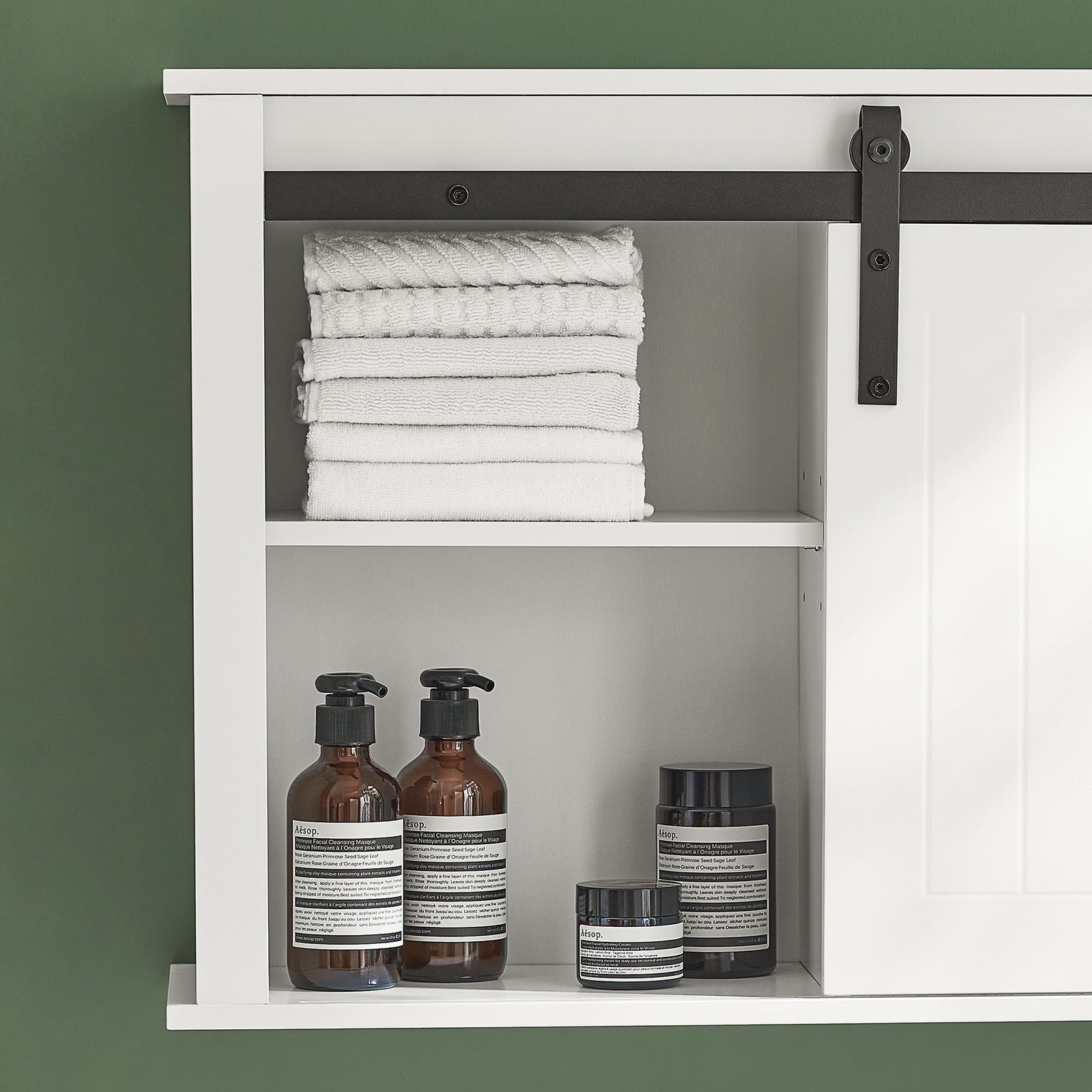 Armadietto pensile per bagno, Pensile con anta scorrevole, Mobiletto della cucina, Bianco, 68x20x48 cm, BZR71-W SoBuy