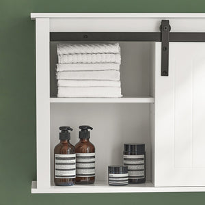 Armadietto pensile per bagno, Pensile con anta scorrevole, Mobiletto della cucina, Bianco, 68x20x48 cm, BZR71-W SoBuy