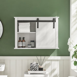 Armadietto pensile per bagno, Pensile con anta scorrevole, Mobiletto della cucina, Bianco, 68x20x48 cm, BZR71-W SoBuy