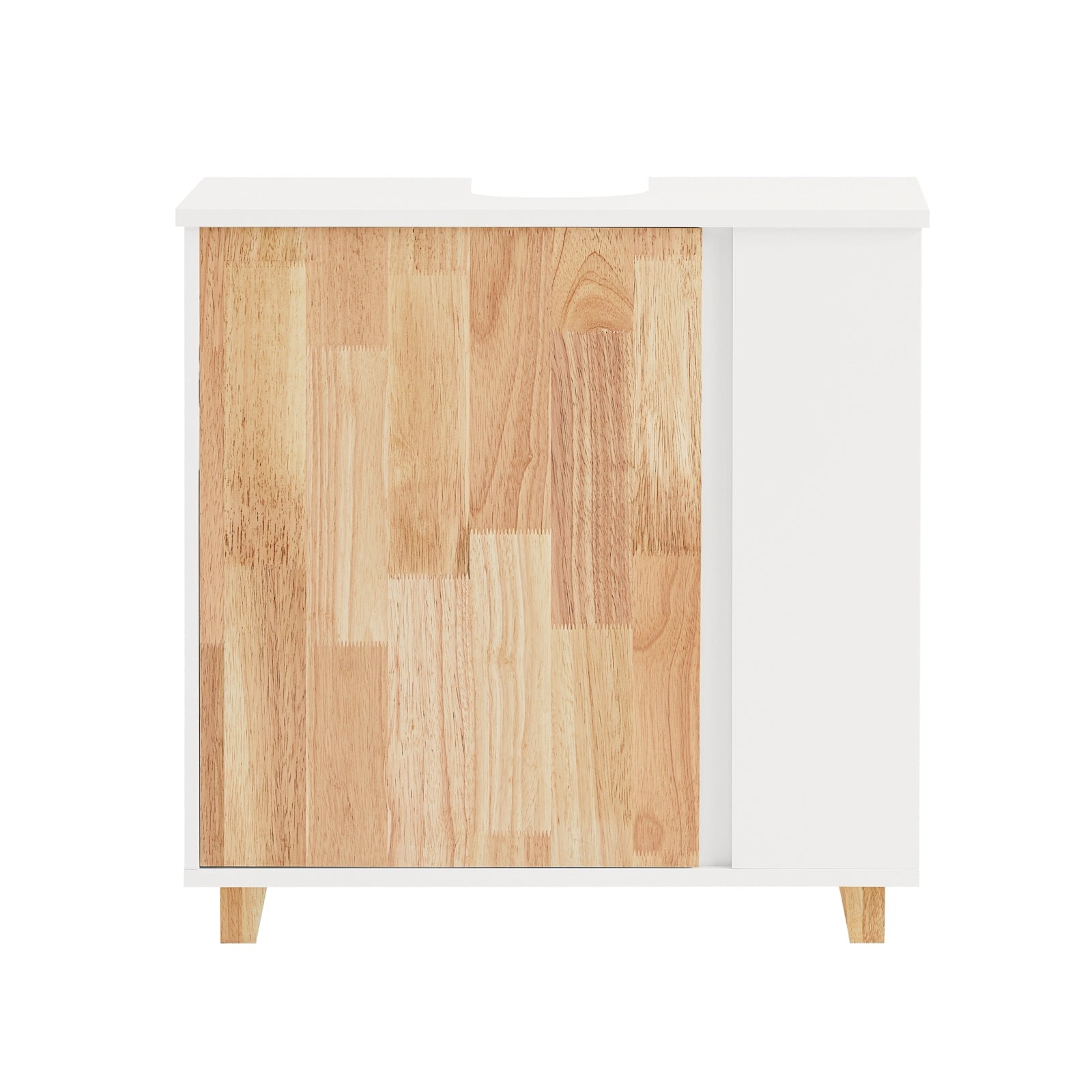 Mobiletto per lavandino bagno Mobile sotto lavabo con 1 anta Bianco-Naturale 60x29x60cm BZR75-W SoBuy