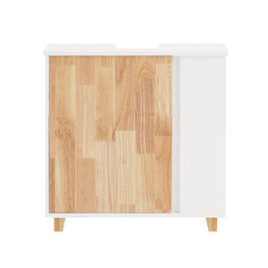 Mobiletto per lavandino bagno Mobile sotto lavabo con 1 anta Bianco-Naturale 60x29x60cm BZR75-W SoBuy