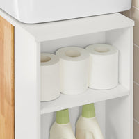 Mobiletto per lavandino bagno Mobile sotto lavabo con 1 anta Bianco-Naturale 60x29x60cm BZR75-W SoBuy