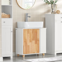 Mobiletto per lavandino bagno Mobile sotto lavabo con 1 anta Bianco-Naturale 60x29x60cm BZR75-W SoBuy