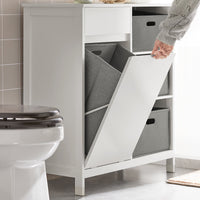 Mobile lavanderia con sacchi Portabiancheria pieghevoli Mobile da bagno Bianco 80x38x91cm BZR77-W SoBuy