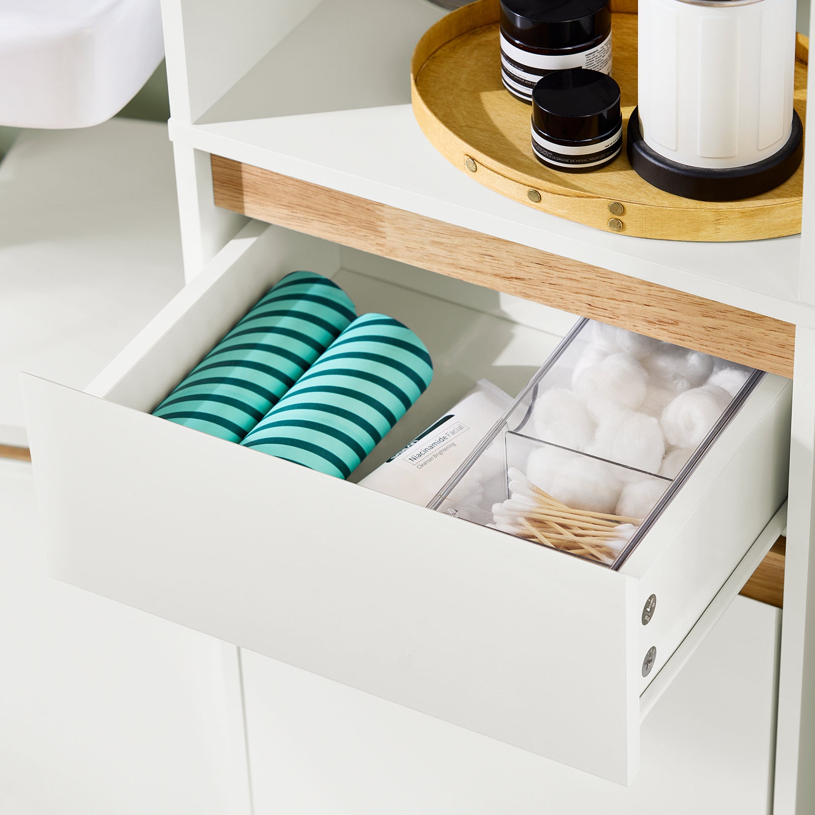 SoBuy Mobile bagno salvaspazio Mobile alto con 2 ante Mobile a colonna bagno angolare Bianco 35x33x170cm BZR80-W