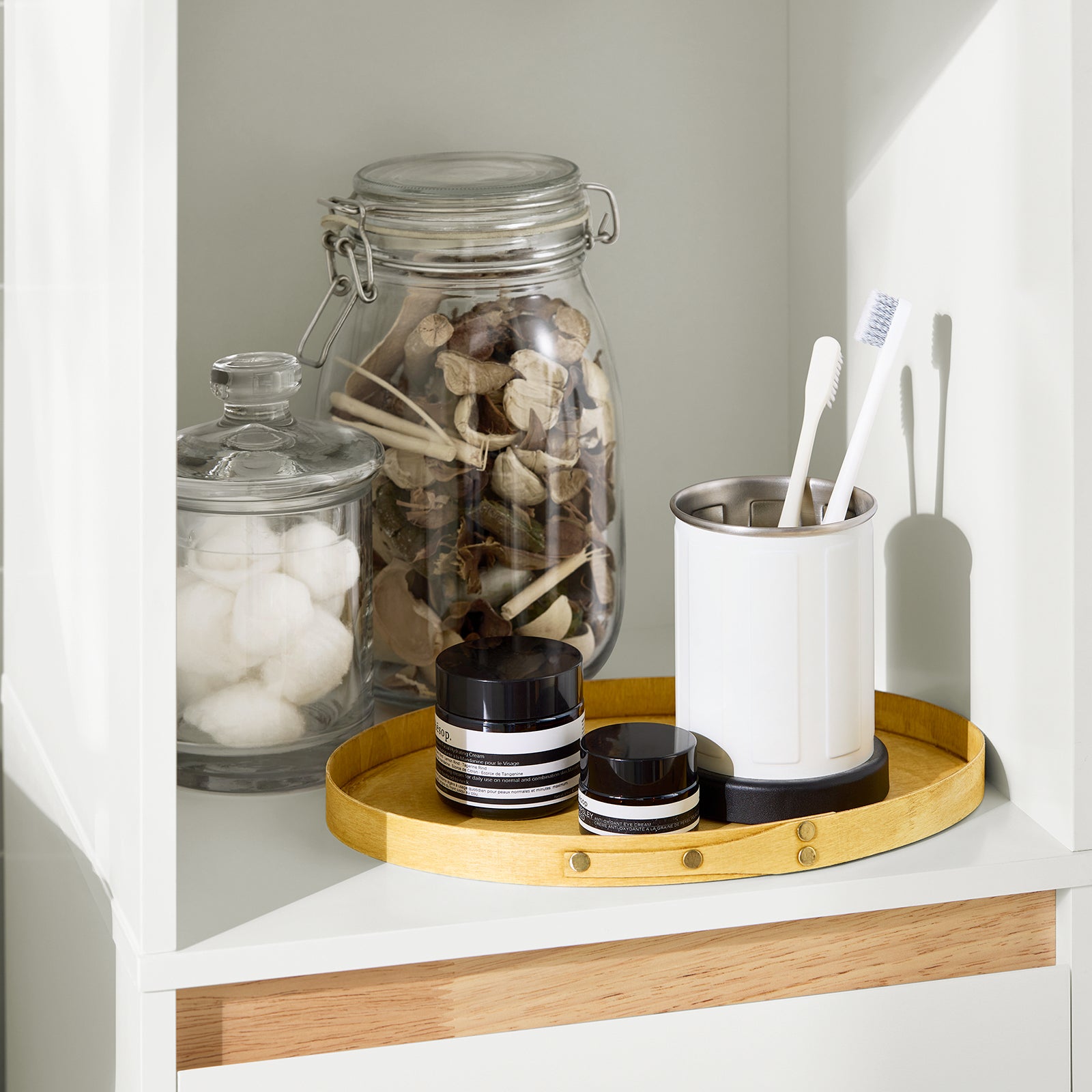 SoBuy Mobile bagno salvaspazio Mobile alto con 2 ante Mobile a colonna bagno angolare Bianco 35x33x170cm BZR80-W