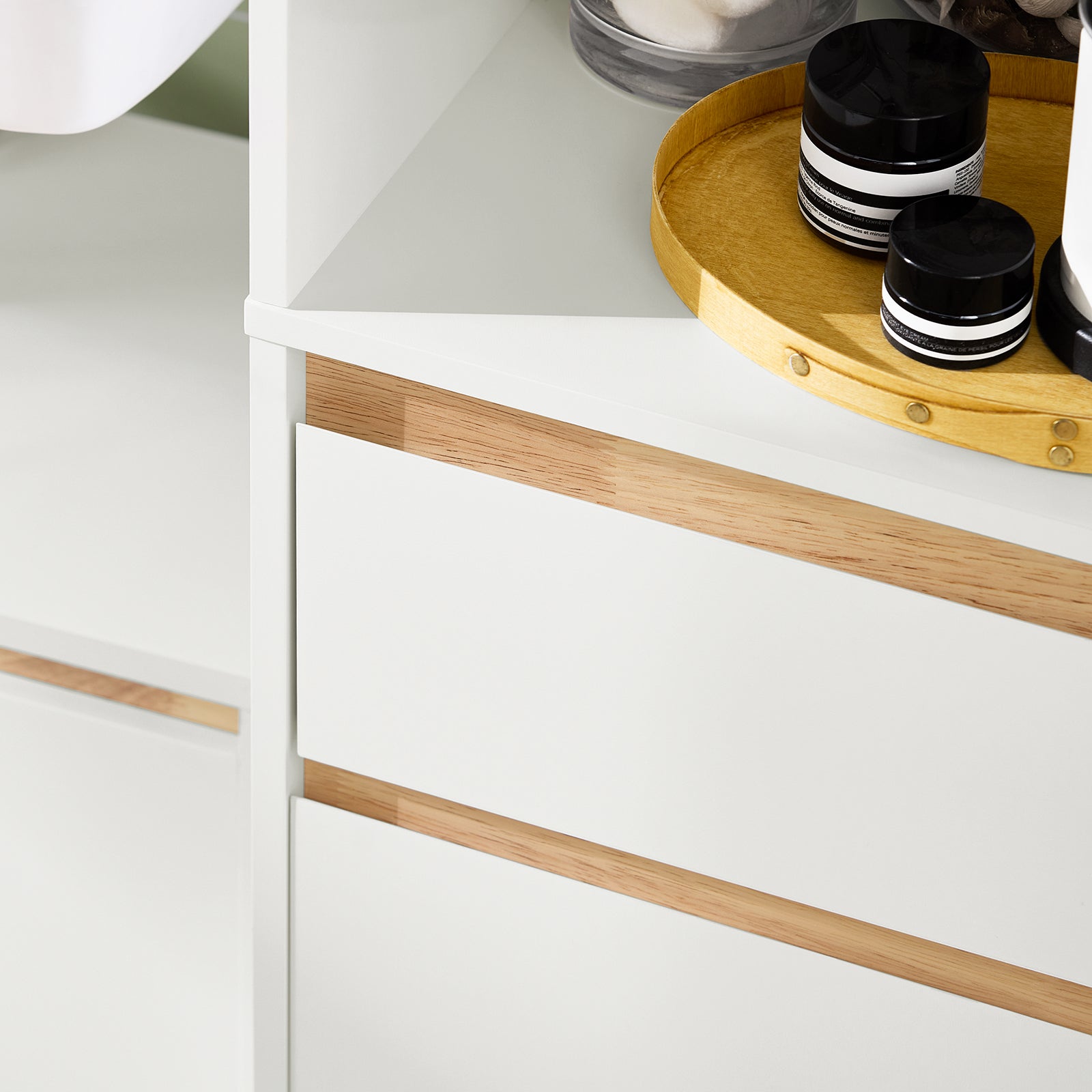 SoBuy Mobile bagno salvaspazio Mobile alto con 2 ante Mobile a colonna bagno angolare Bianco 35x33x170cm BZR80-W