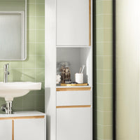 SoBuy Mobile bagno salvaspazio Mobile alto con 2 ante Mobile a colonna bagno angolare Bianco 35x33x170cm BZR80-W