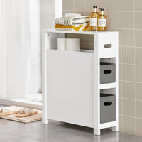Mensola Salvaspazio con 2 cestelli grigi estraibili Mobiletto da bagno Bianco 20x60x70cm BZR83-W SoBuy