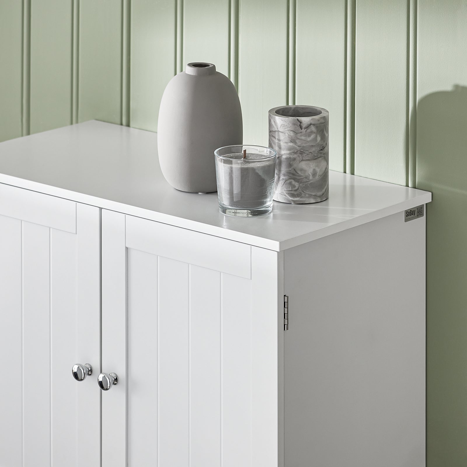 Pensile Con Ante Mobile Da Parete Da Bagno Mobile Porta Medicinali Elegante Armadietto Sospeso Per Il Bagno Bianco 60x30x60cm BZR84-W