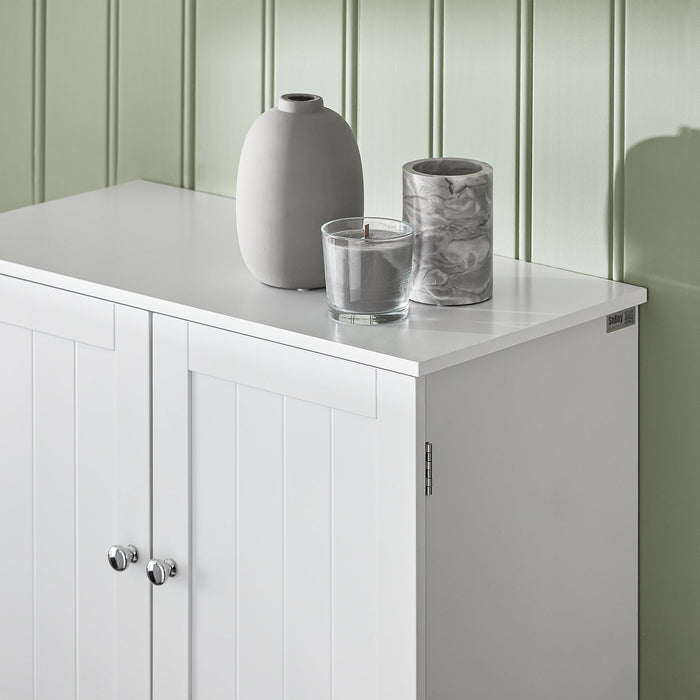 Pensile Con Ante Mobile Da Parete Da Bagno Mobile Porta Medicinali Elegante Armadietto Sospeso Per Il Bagno Bianco 60x30x60cm BZR84-W