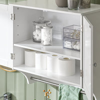 Pensile Con Ante Mobile Da Parete Da Bagno Mobile Porta Medicinali Elegante Armadietto Sospeso Per Il Bagno Bianco 60x30x60cm BZR84-W