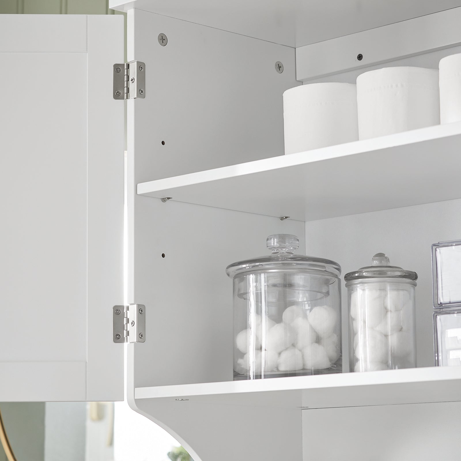 Pensile Con Ante Mobile Da Parete Da Bagno Mobile Porta Medicinali Elegante Armadietto Sospeso Per Il Bagno Bianco 60x30x60cm BZR84-W