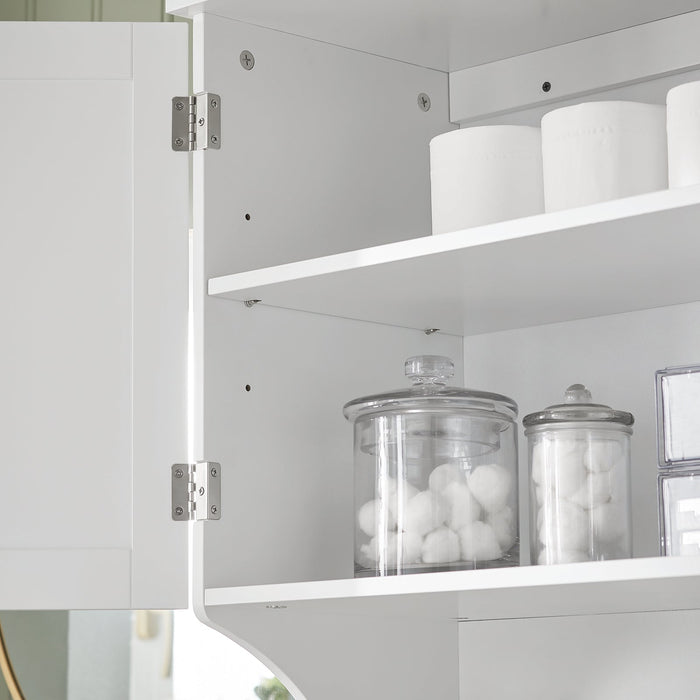 Pensile Con Ante Mobile Da Parete Da Bagno Mobile Porta Medicinali Elegante Armadietto Sospeso Per Il Bagno Bianco 60x30x60cm BZR84-W