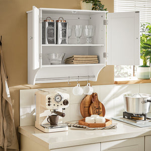 Pensile Con Ante Mobile Da Parete Da Bagno Mobile Porta Medicinali Elegante Armadietto Sospeso Per Il Bagno Bianco 60x30x60cm BZR84-W