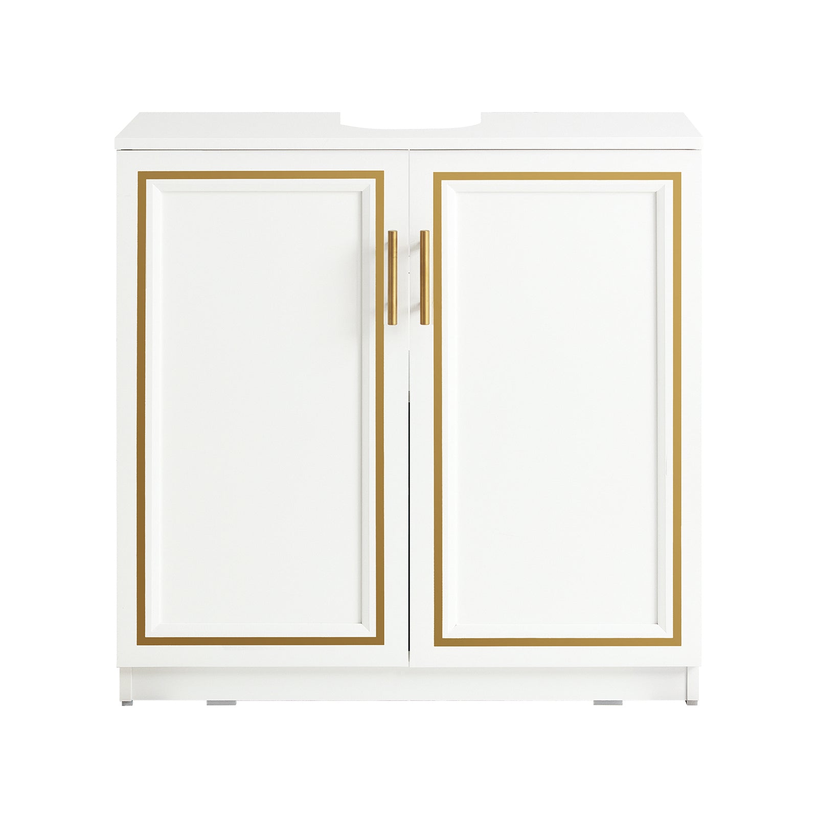 Mobile Sottolavabo Mobile Bagno Mobiletto Per Lavandino Bagno Bianco+Oro Bordo 60x30x61cm BZR86-W SoBuy