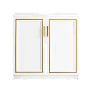 Mobile Sottolavabo Mobile Bagno Mobiletto Per Lavandino Bagno Bianco+Oro Bordo 60x30x61cm BZR86-W SoBuy