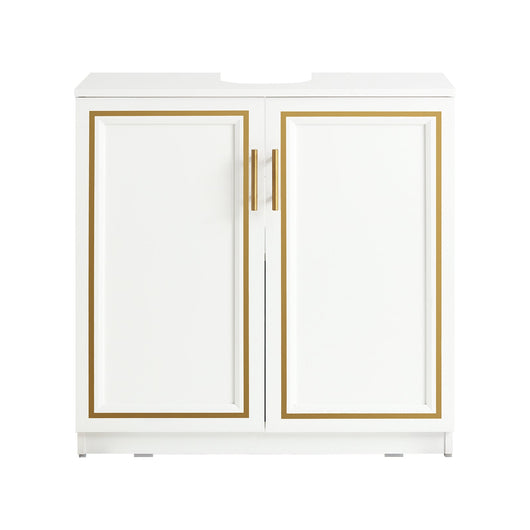 Mobile Sottolavabo Mobile Bagno Mobiletto Per Lavandino Bagno Bianco+Oro Bordo 60x30x61cm BZR86-W SoBuy
