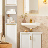 Mobile Sottolavabo Mobile Bagno Mobiletto Per Lavandino Bagno Bianco+Oro Bordo 60x30x61cm BZR86-W SoBuy