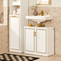 Mobile Sottolavabo Mobile Bagno Mobiletto Per Lavandino Bagno Bianco+Oro Bordo 60x30x61cm BZR86-W SoBuy