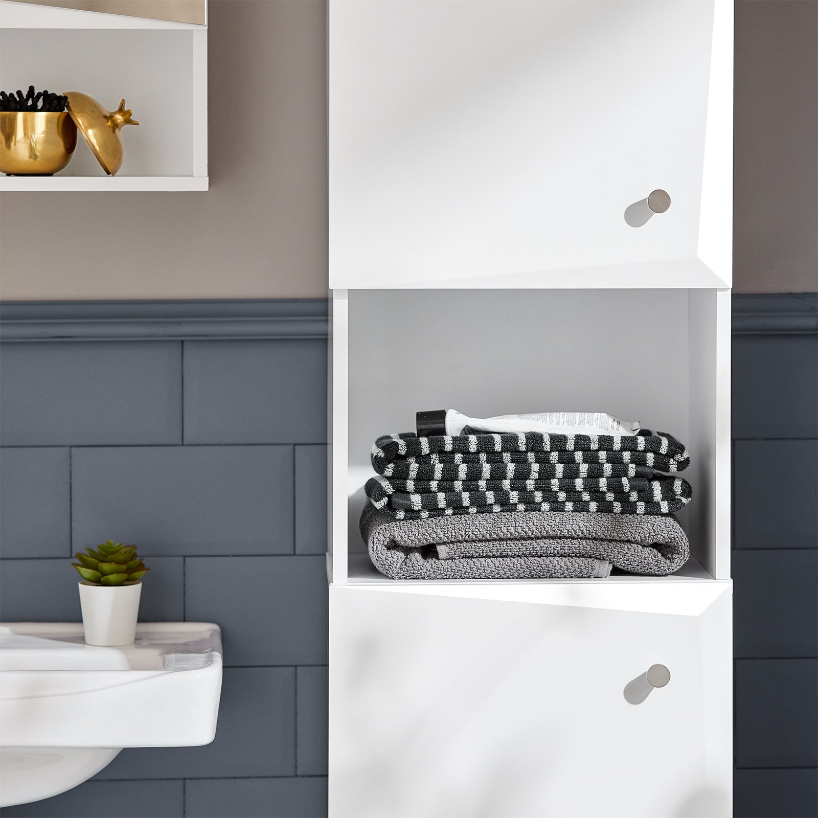 Mobile Bagno Salvaspazio Mobile Alto Colonna Bagno Angolare Bianco 34x30x170cm BZR91-W SoBuy