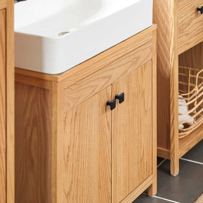 Mobile sottolavabo con 2 ante Mobile bagno Mobiletto per lavandino (senza lavandino) 60x35x60cm BZR98-N Naturale