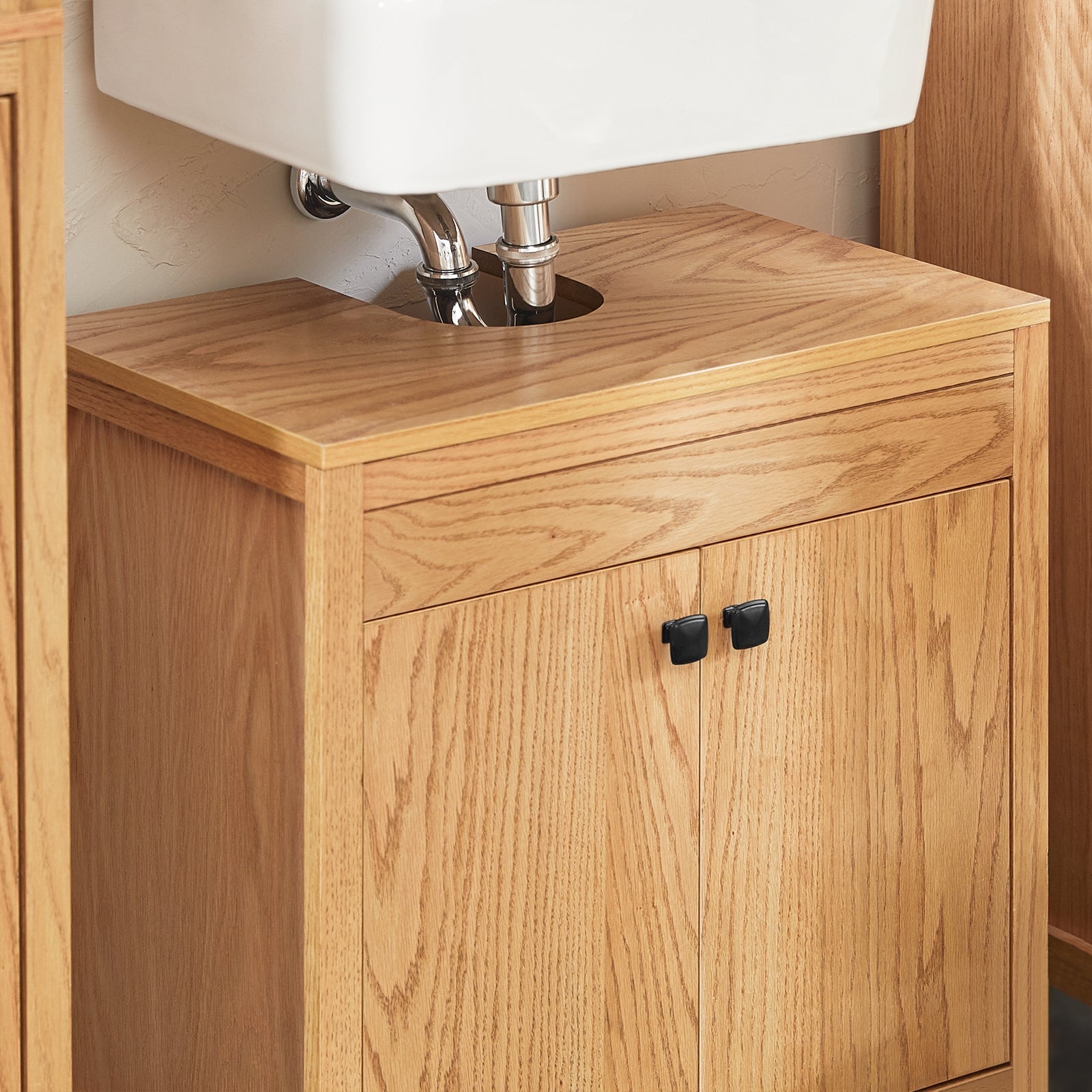 Mobile sottolavabo con 2 ante Mobile bagno Mobiletto per lavandino (senza lavandino) 60x35x60cm BZR98-N Naturale