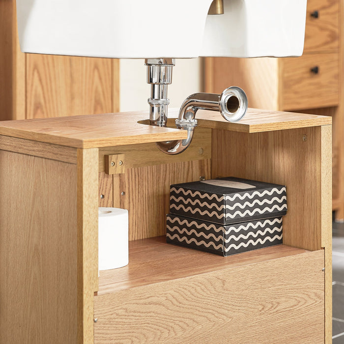 Mobile sottolavabo con 2 ante Mobile bagno Mobiletto per lavandino (senza lavandino) 60x35x60cm BZR98-N Naturale