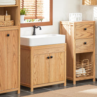 Mobile sottolavabo con 2 ante Mobile bagno Mobiletto per lavandino (senza lavandino) 60x35x60cm BZR98-N Naturale