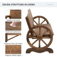 Panca da Giardino 2 Posti con Schienale Alto, in Legno di Abete, 114x58x80 cm, Marrone