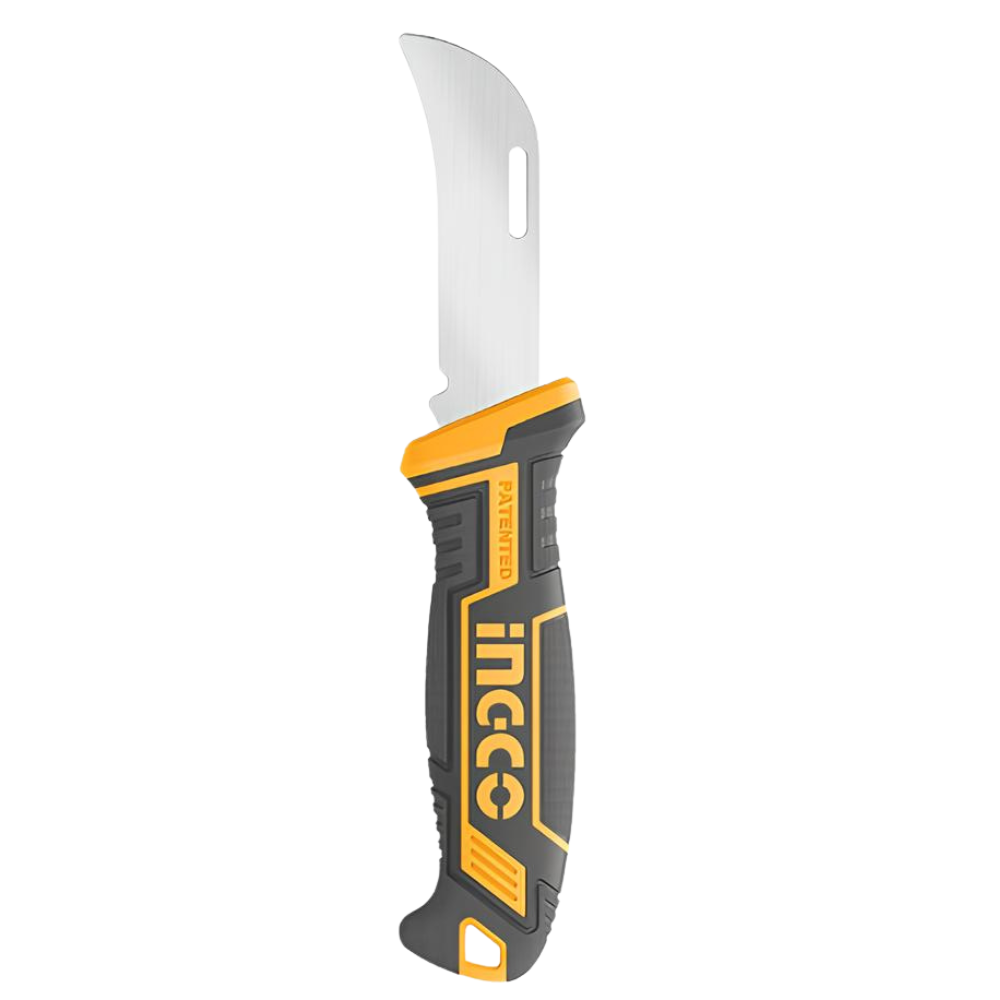 Coltello spellafili 200mm acciaio inossidabile lama curva lavori elettrici ingco