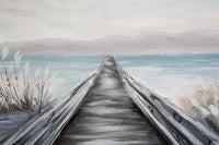 Dipinto Su Tela Pontile cm 120X3,8X80