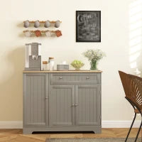 Buffet cucina, mobile cucina con 2 armadi, cassetto, ripiani a portata di mano ed ripiano regolabile, 105x40x83cm, grigio