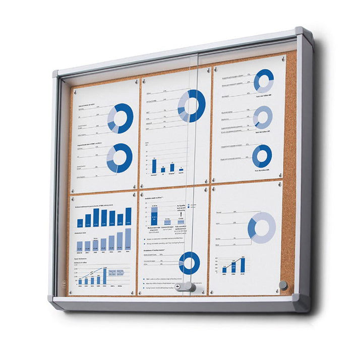 Bacheca per INTERNI in sughero Ufficio ante scorrevoli 6 x A4